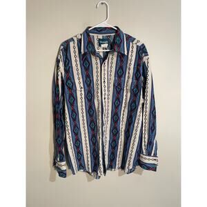 Wrangler Western Shirt Men’s Size XL Aztec Pearl Snap